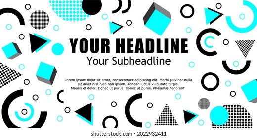 Set of memphis style covers. Collection of cool bright covers. Abstract shapes compositions. 