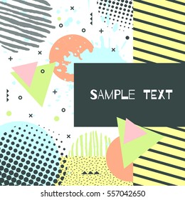 Set of Memphis Style Design Backgrounds for Cards, Brochures, Flyers, Mobile Technologies, Applications, and Online Services, Typographic Emblems, Logo, Banners. Creative Abstract Modern Backgrounds.