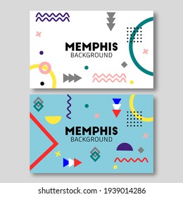 Set of memphis style geometric pattern, line and geometric figures. Design backgrounds for invitation, brochure, cover, website banner, bussines card and social media. - vector illustration   