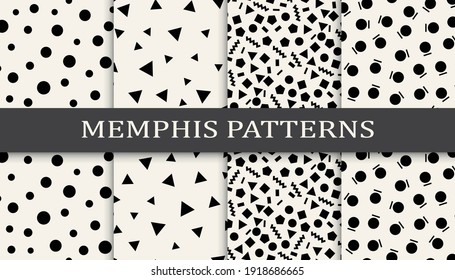 Conjunto de patrones sin fisuras de estilo memphis. Resumen de diseño gráfico memphis patrón. Patrón de fondo de estilo memphis sin inconvenientes.