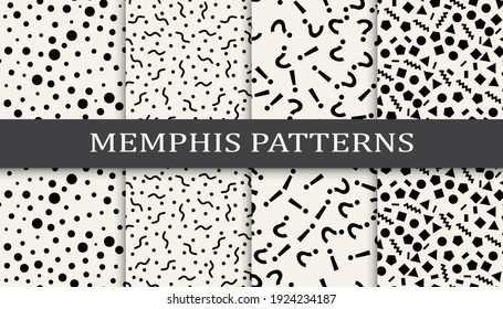 Set Of Memphis Style Seamless Patterns. Abstract Graphic Design Memphis Pattern. Seamless Memphis Style Background Pattern.