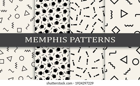 Conjunto de patrones sin fisuras de estilo memphis. Resumen de diseño gráfico memphis patrón. Patrón de fondo de estilo memphis sin inconvenientes.