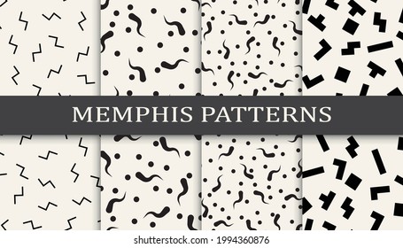 Set of memphis style seamless patterns