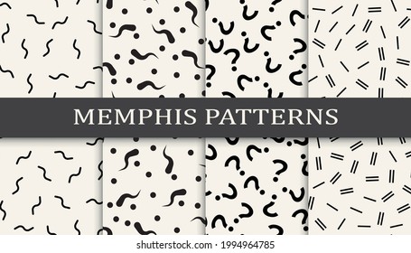 Set of memphis style seamless patterns