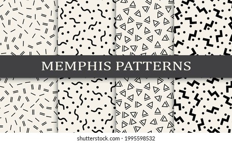 Satz an nahtlosen Mustern im Stil von Memphis