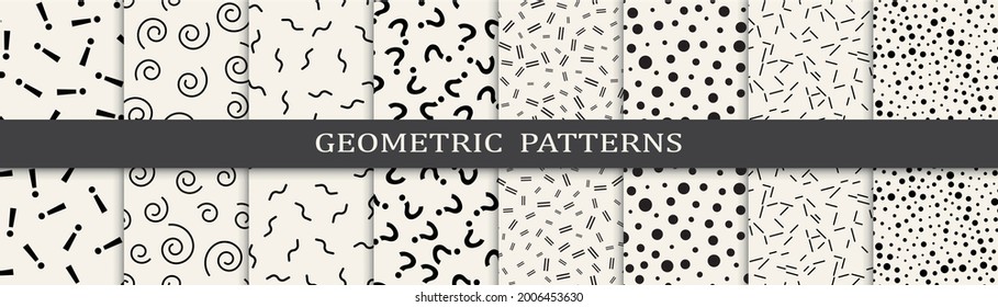 Conjunto de patrones sin fisuras de estilo memphis. Resumen de diseño gráfico memphis patrón. Patrón de fondo de estilo memphis sin inconvenientes.