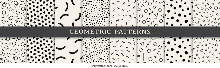 Conjunto de patrones sin fisuras de estilo memphis. Resumen de diseño gráfico memphis patrón. Patrón de fondo de estilo memphis sin inconvenientes.