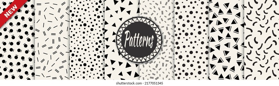 Conjunto de patrones sin fisuras de estilo memphis. Resumen de diseño gráfico memphis patrón. Patrón de fondo de estilo memphis sin inconvenientes.