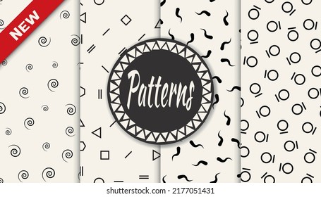 Set of memphis style seamless patterns. Abstract graphic design memphis pattern. Seamless memphis style background pattern.