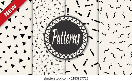 Set of memphis style seamless patterns. Abstract graphic design memphis pattern. Seamless memphis style background pattern.