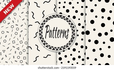 Set of memphis style seamless patterns. Abstract graphic design memphis pattern. Seamless memphis style background pattern.