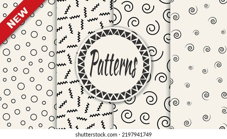 Set of memphis style seamless patterns. Abstract graphic design memphis pattern. Seamless memphis style background pattern.