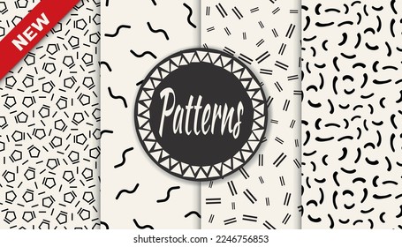 Conjunto de patrones sin fisuras de estilo memphis. Resumen de diseño gráfico memphis patrón. Patrón de fondo de estilo memphis sin inconvenientes.