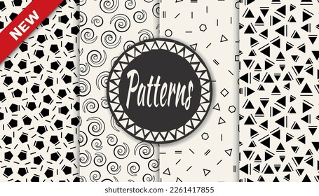 Set of memphis style seamless patterns. Abstract graphic design memphis pattern. Seamless memphis style background pattern.