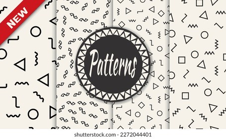 Set of memphis style seamless patterns. Abstract graphic design memphis pattern. Seamless memphis style background pattern.