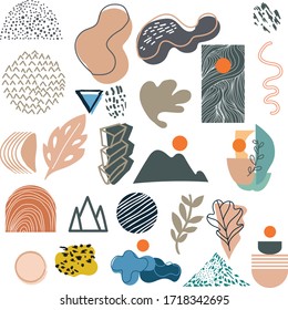 Satz von Memphis Stil-Vektorgrafik . Abstrakte Vektorelemente . trendiger Ziersatz. bunter, kreative Illustration 