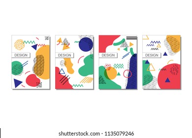 Set of Memphis style white background with colorful. Vector Illustration