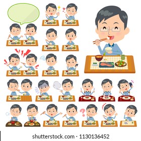 A set of men about meals.Japanese and Chinese cuisine, Western style dishes and so on.It's vector art so it's easy to edit.