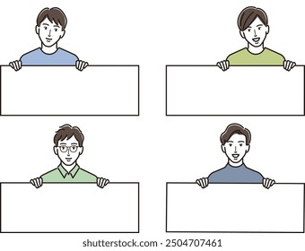Set of men with boards