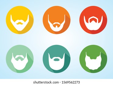 Set of men cartoon with beards and mustache.Collection of fashionable stylish types.Isolated collection of beards design icons.Modern style beards and mustaches.flat design.icon design