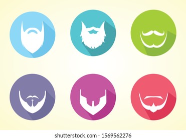Set of men cartoon with beards and mustache.Collection of fashionable stylish types.Isolated collection of beards design icons.Modern style beards and mustaches.flat design.icon design