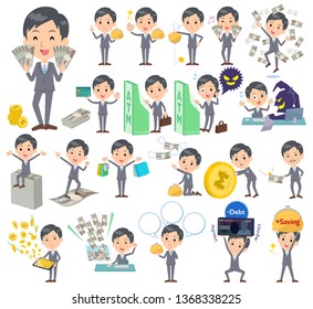 A set of men with concerning money and economy.There are also actions on success and failure.It's vector art so it's easy to edit.
