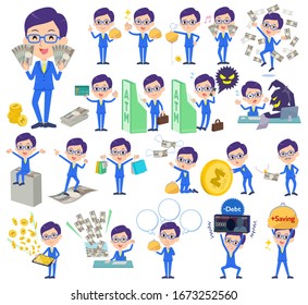 A set of men with concerning money and economy.There are also actions on success and failure.It's vector art so it's easy to edit.