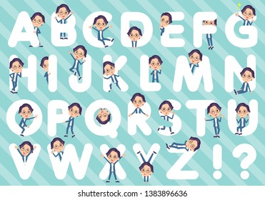 A set of men designed with alphabet.Characters with fun expressions pose various poses.It's vector art so it's easy to edit.
