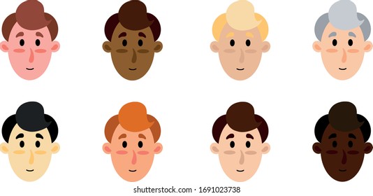 A set of men of different nationalities. Vector illustration. People Icon Set