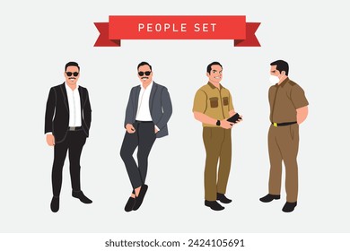 Set of men with different professions. Vector illustration in flat style.