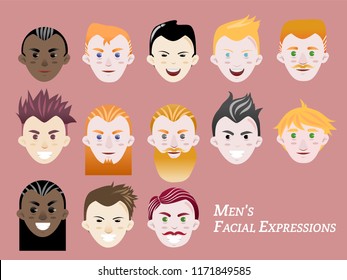 Set of Men facial expression