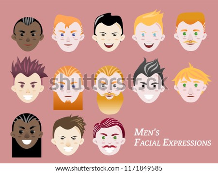 Set of Men facial expression