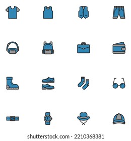 Set of Men Fashion Filled Color Icon
