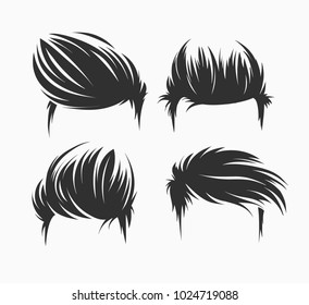 set of men hairstyles and haircuts isolated