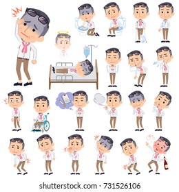 A set of men with injury and illness.
There are actions that express dependence and death.
It's vector art so it's easy to edit.
