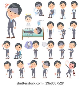 A set of men with injury and illness.There are actions that express dependence and death.It's vector art so it's easy to edit.
