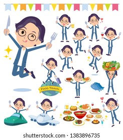 A set of men on food events.There are actions that have a fork and a spoon and are having fun.It's vector art so it's easy to edit.
