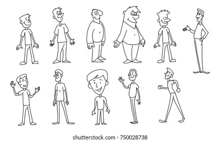 Set men pictures. Set of vector images men. Linear image. All elements on layers. Suitable for all types of advertising