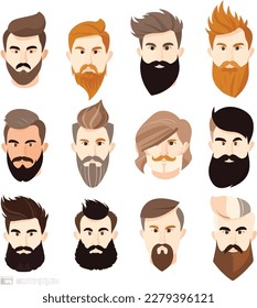 set of men portraits vector illustration