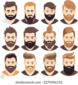conjunto de retratos masculinos ilustración vectorial