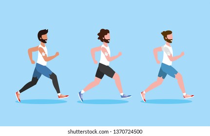 set men running exercise activity