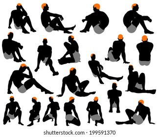 Set Men Silhouette Very Smooth Detailed Stock Vector (Royalty Free