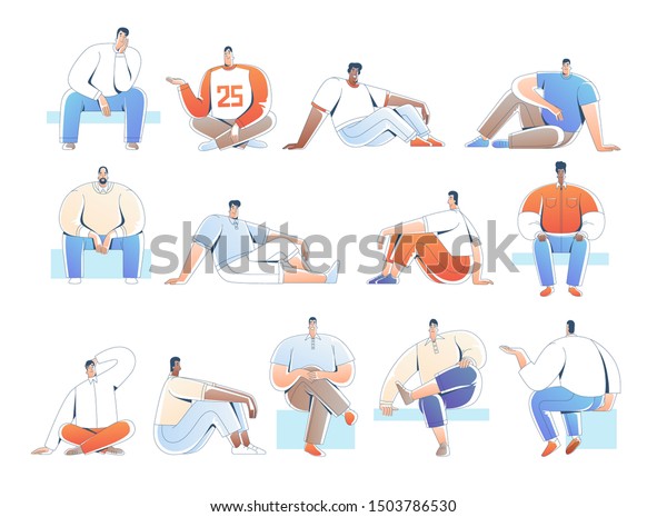 set-men-sitting-different-poses-on