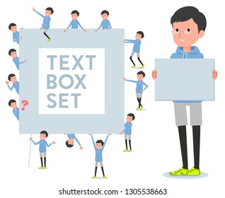 A set of men in sportswear with a message board.Since each is divided, you can move it freely.It's vector art so it's easy to edit.