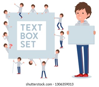 A set of men in sportswear with a message board.Since each is divided, you can move it freely.It's vector art so it's easy to edit.