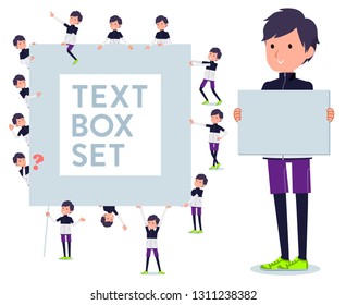 A set of men in sportswear with a message board.Since each is divided, you can move it freely.It's vector art so it's easy to edit.