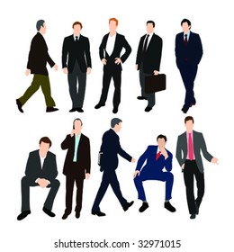 Set of Men in Suits - Vector