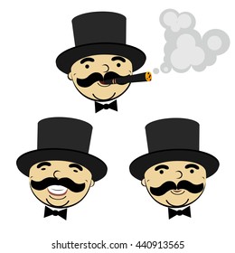 set of  men in top hats - design element