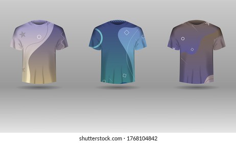 Set of men t-shirt with colorized vector template