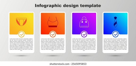 Set Men underpants, Female crop top, Handbag and Tie. Business infographic template. Vector